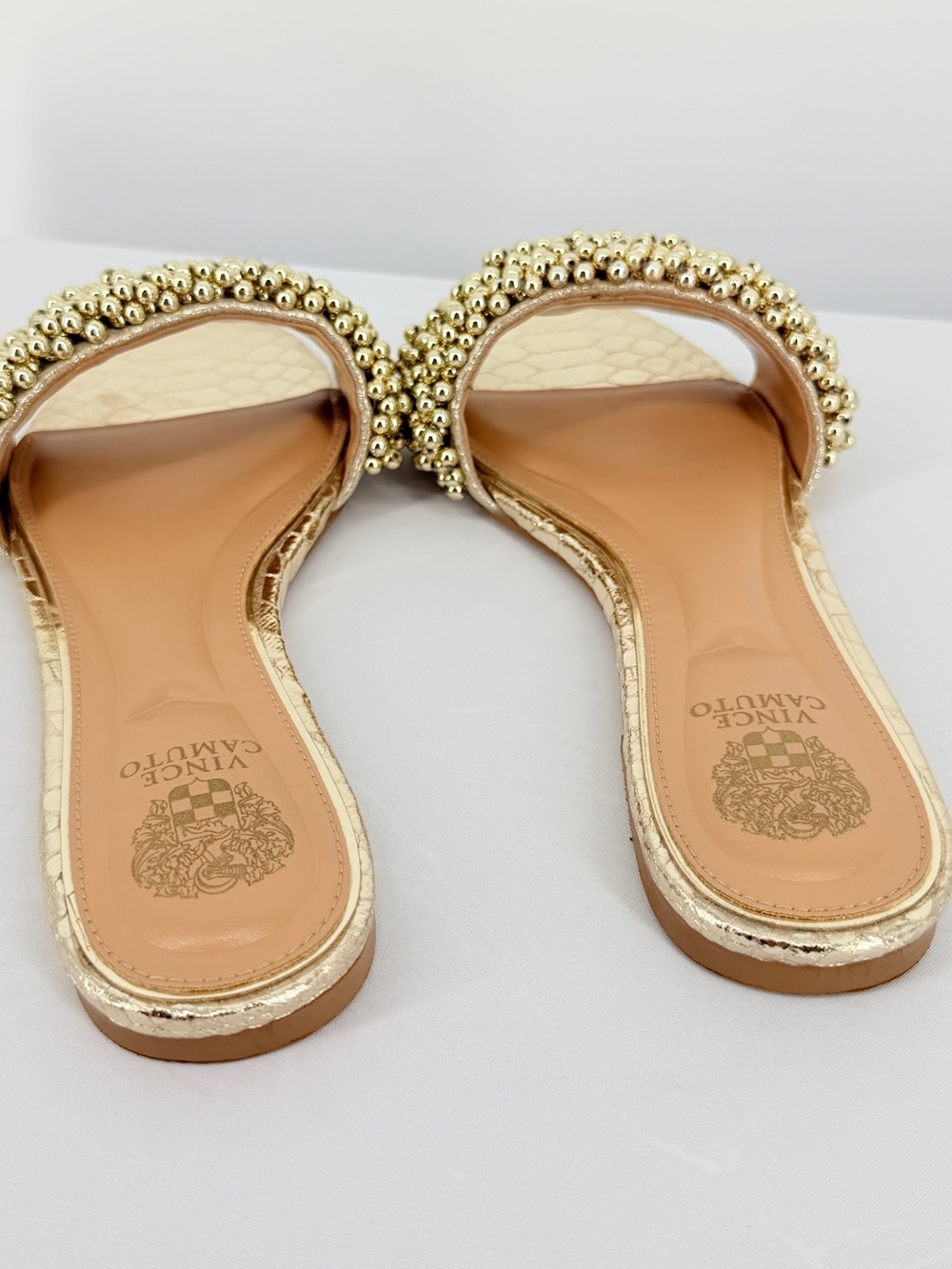 Vince Camuto Gold Beaded Embellished Slide Sandals Women’s Size 6 - Picture 5 of 8
